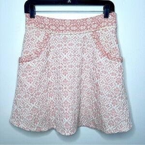 Free People Cream and Pink Textured Mini Skirt Size 6